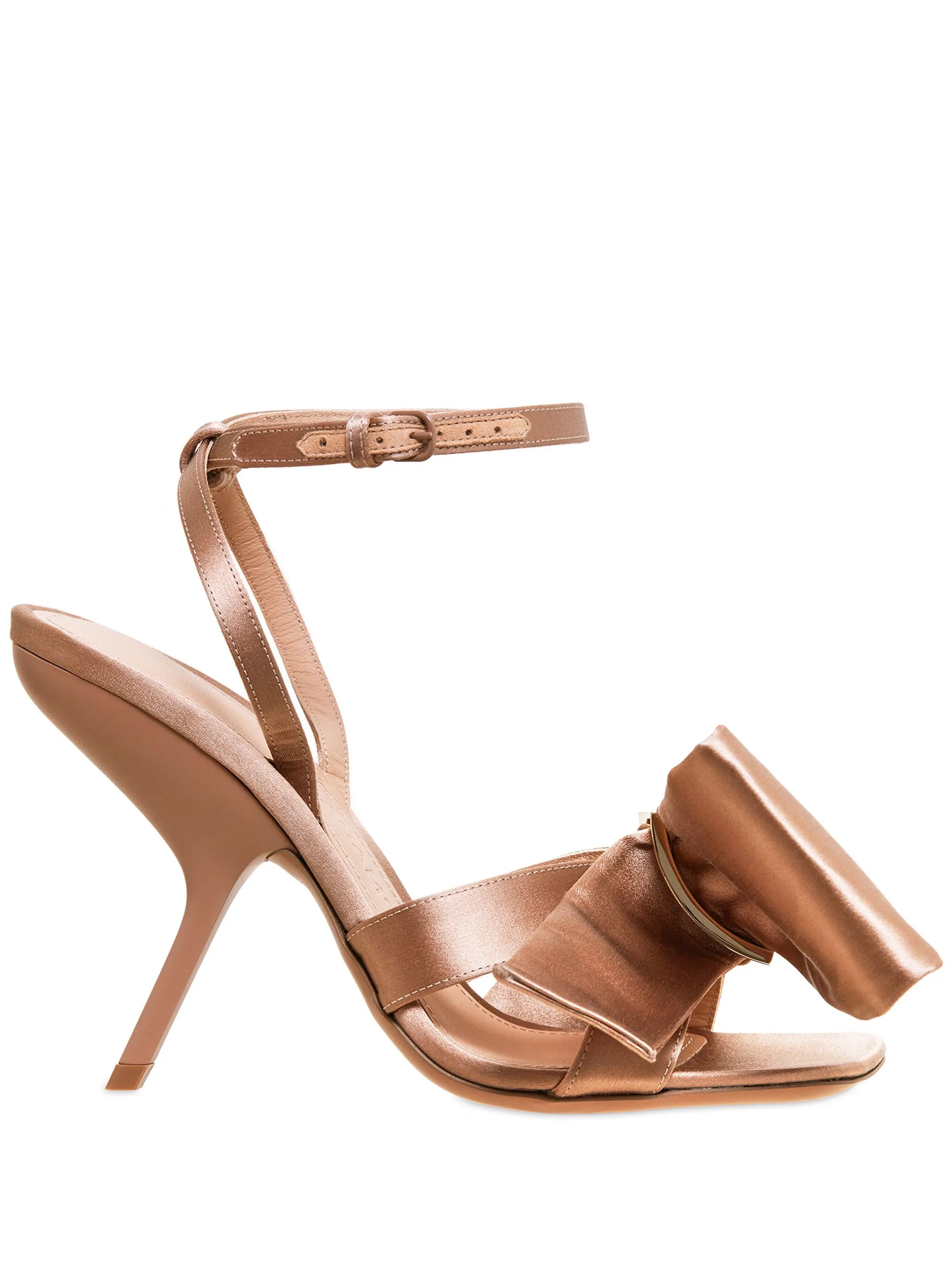 105mm asymmetric-bow satin sandals