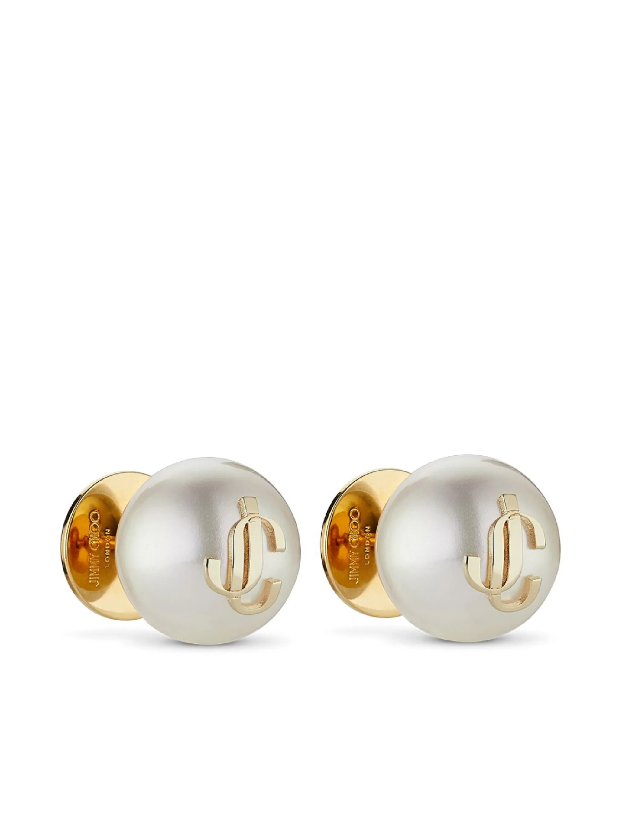 debossed-logo pearl earrings