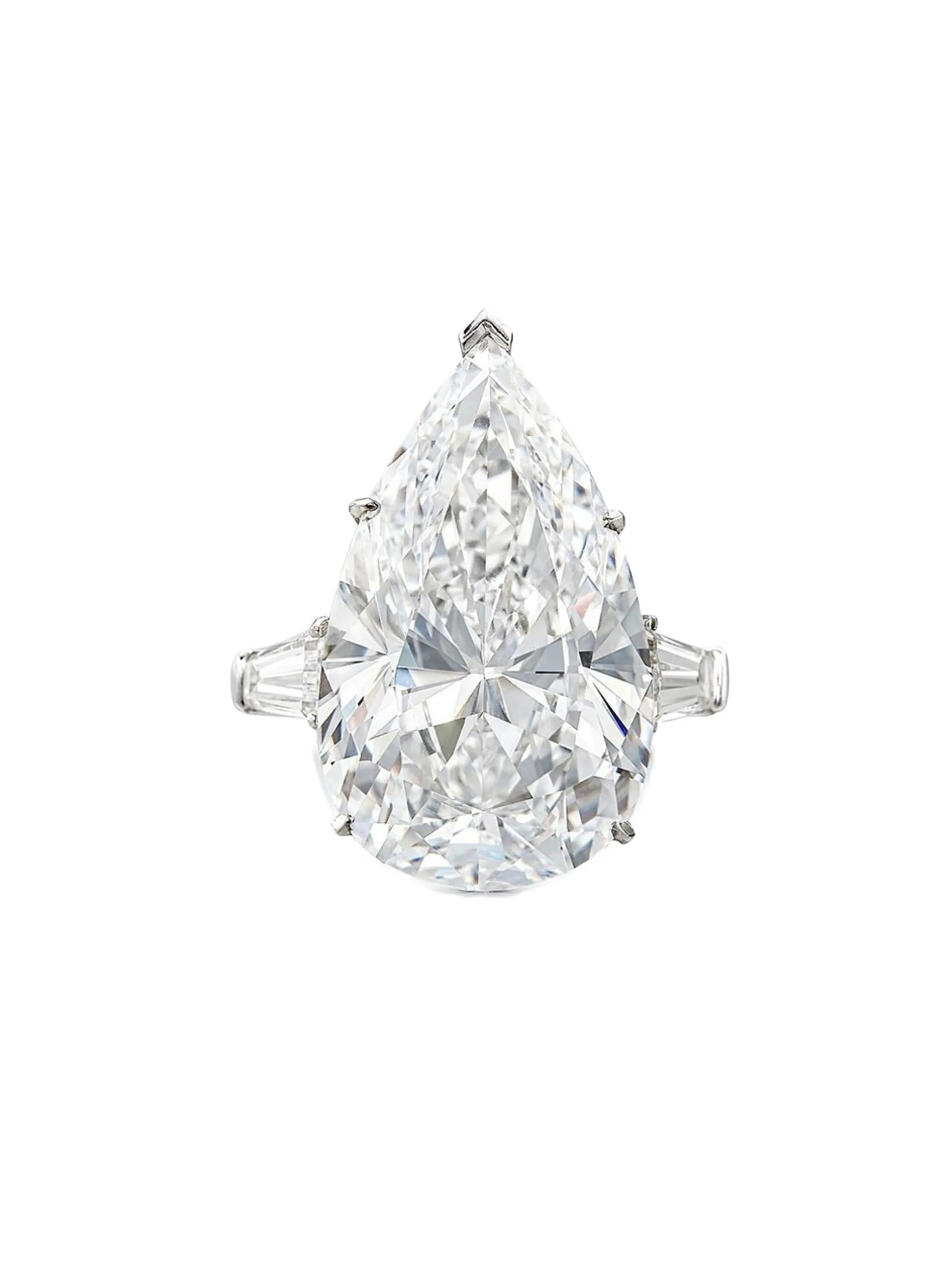 14K white gold pear diamond ring