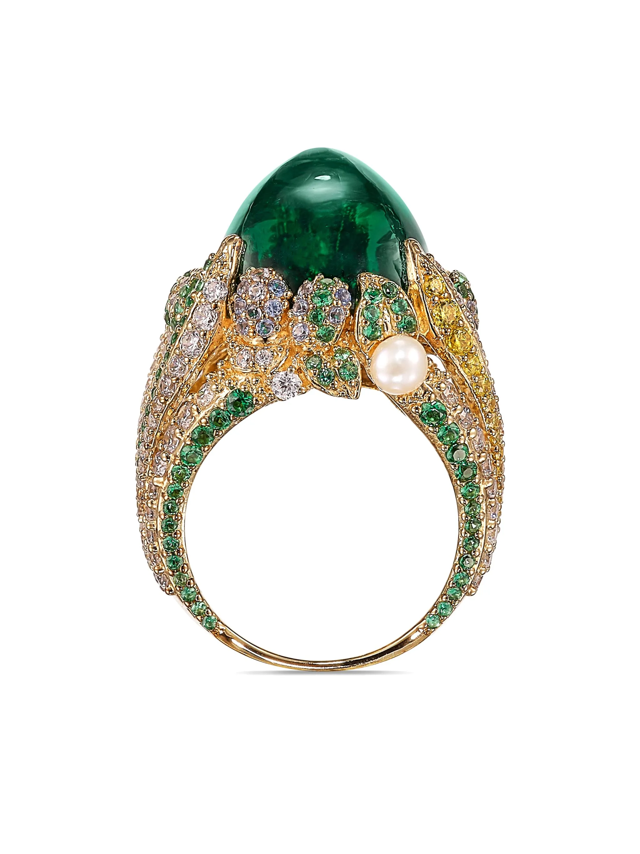 18kt yellow gold vermeil Emerald Sugarloaf Berry gemstone ring