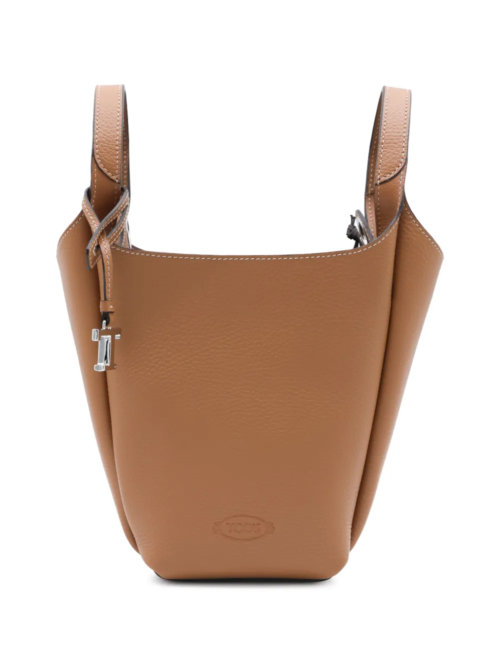 Embossed leather bucket bag
