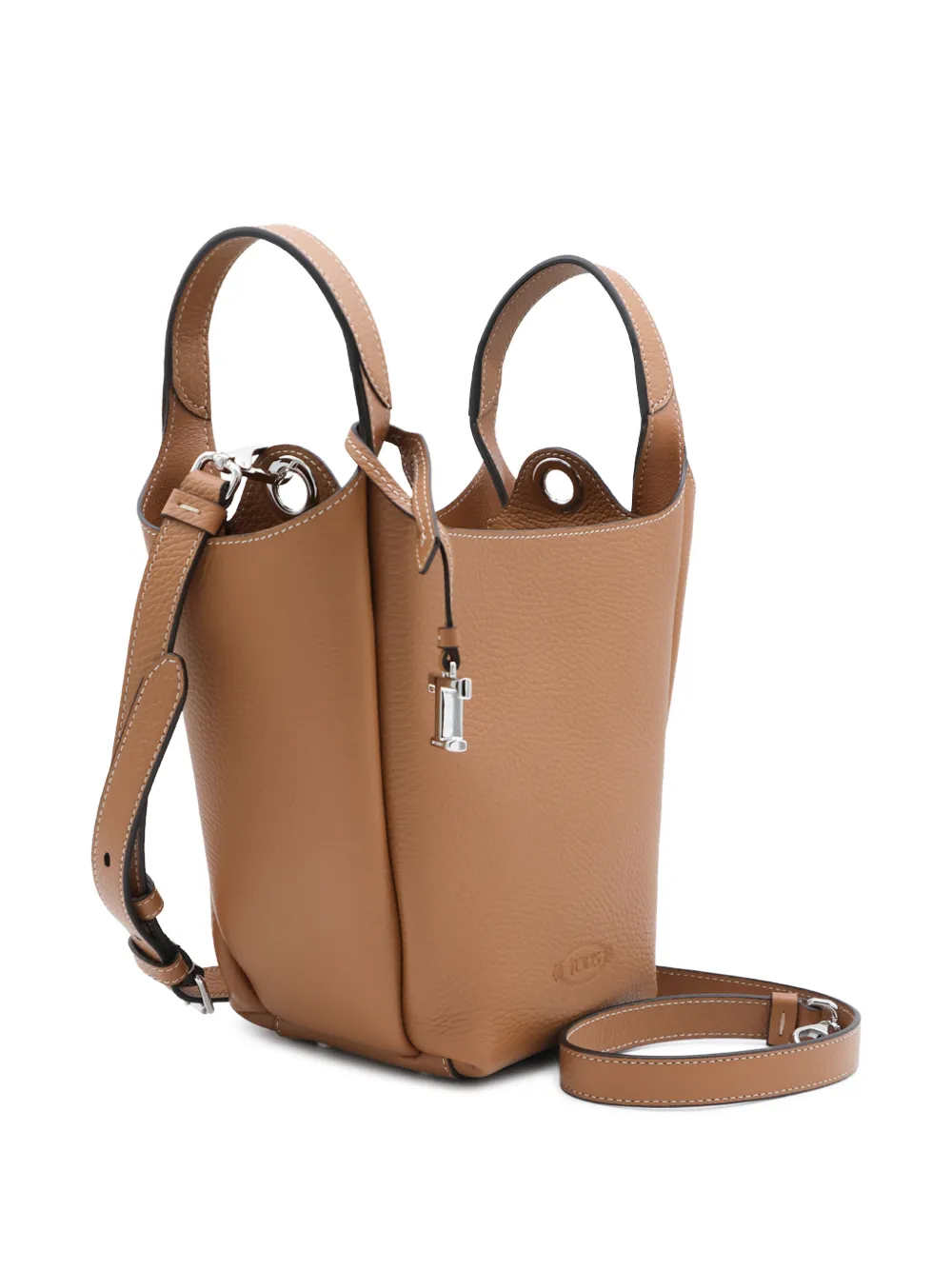 Embossed leather bucket bag