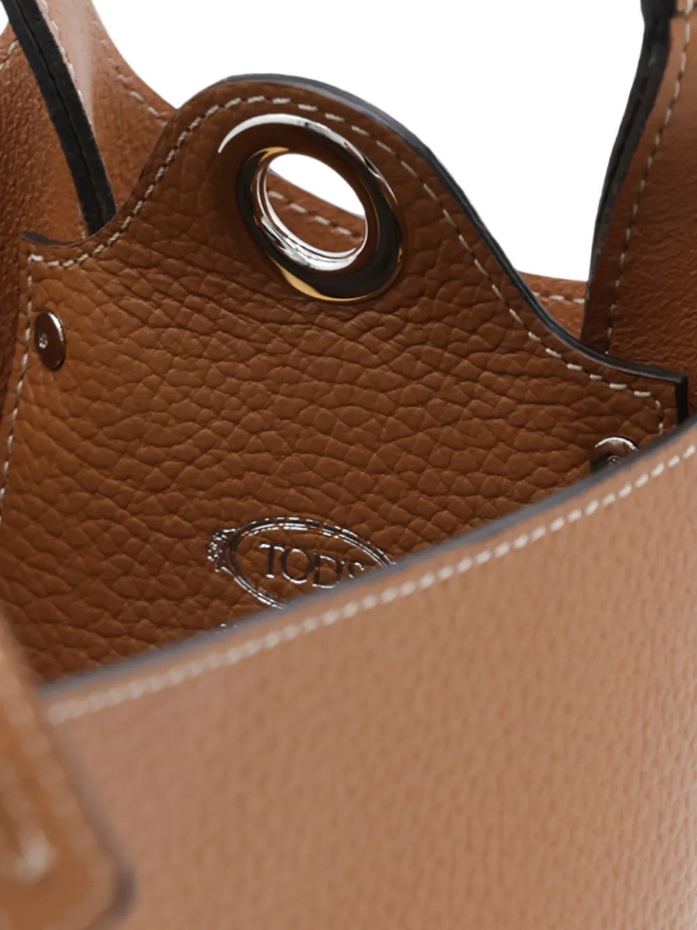 Embossed leather bucket bag