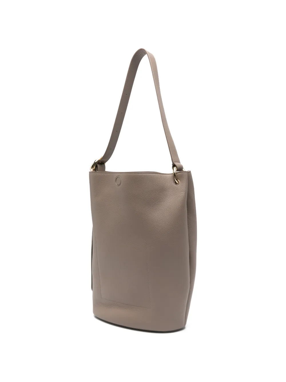 Fold leather bucket bag