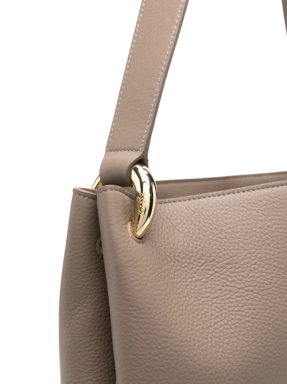 Fold leather bucket bag