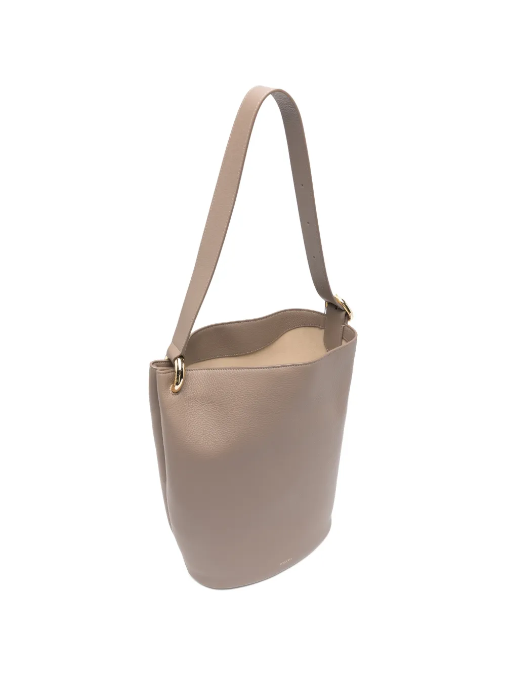 Fold leather bucket bag
