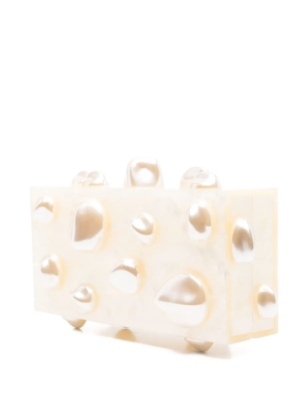 Orbs pearl-embellished clutch