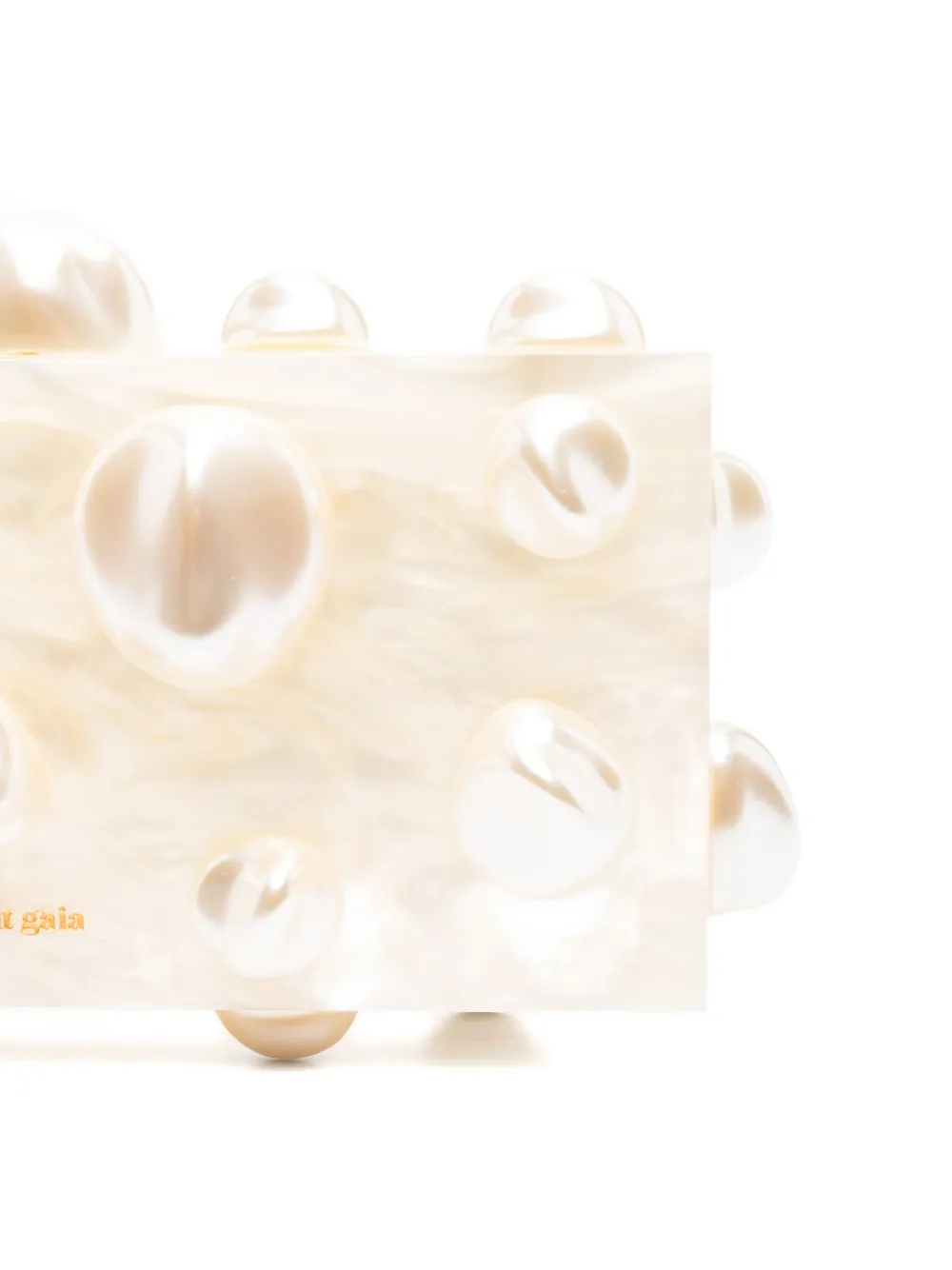 Orbs pearl-embellished clutch