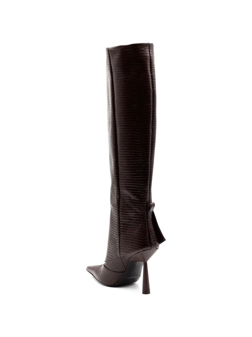 Reptile-print knee-high boots