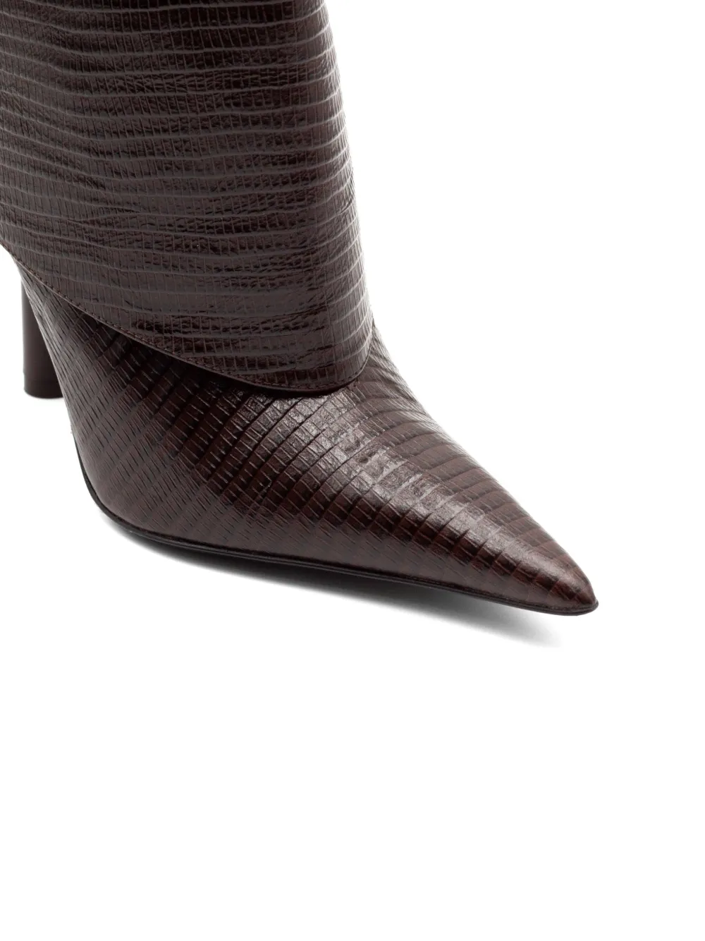 Reptile-print knee-high boots