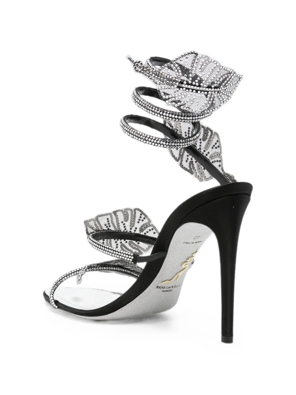 Leaf crystal-embellished heeled sandals